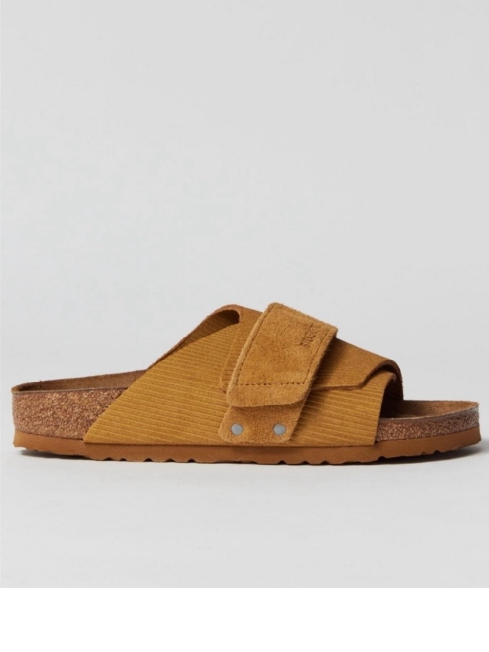 BIRKENSTOCK KYOTO SUEDE LEATHER EMBOSSED CORDUROY BROWN SLIDE SANDAL EU40/W9-9.5 - Picture 7 of 15